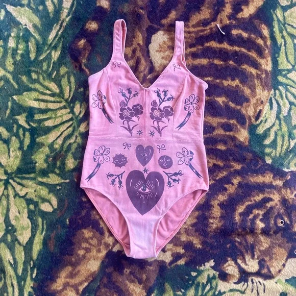 Serpent & Bow Madder Root Dyed Leotard underwear swimsuit - Picture 2 of 15